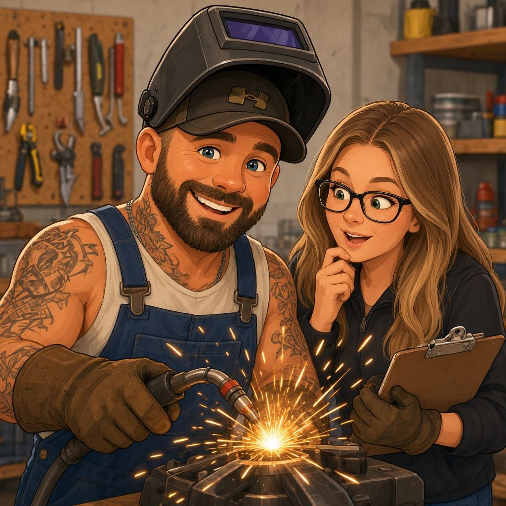 Caricature of welding and handyman work
